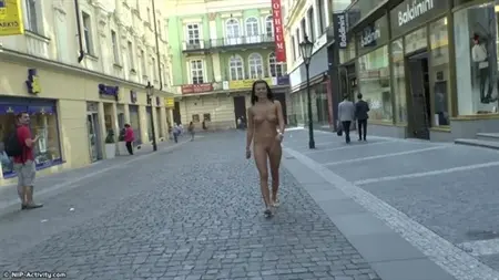 Czech with a beautiful body lit up herself on the street