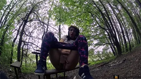 Masturbation of a Russian girl in a quiet forest