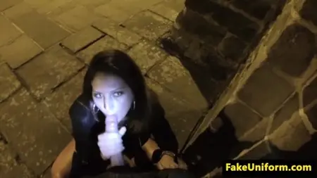 Cop fucks a prostitute on a night street