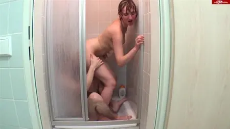 Frantic hot sex in the shower with a young beauty