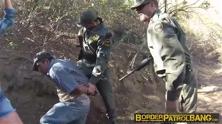 The border guard fucked a stupid girl in the forest