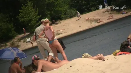 The hidden camera took off as a flat chick comes out of the water without clothes