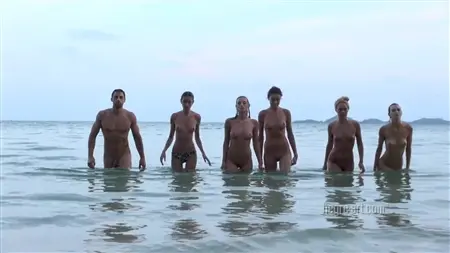 A crowd of Russian naked girls in an erotic photo shoot