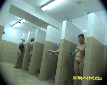 Fat Aunt takes a shower with girls from his team